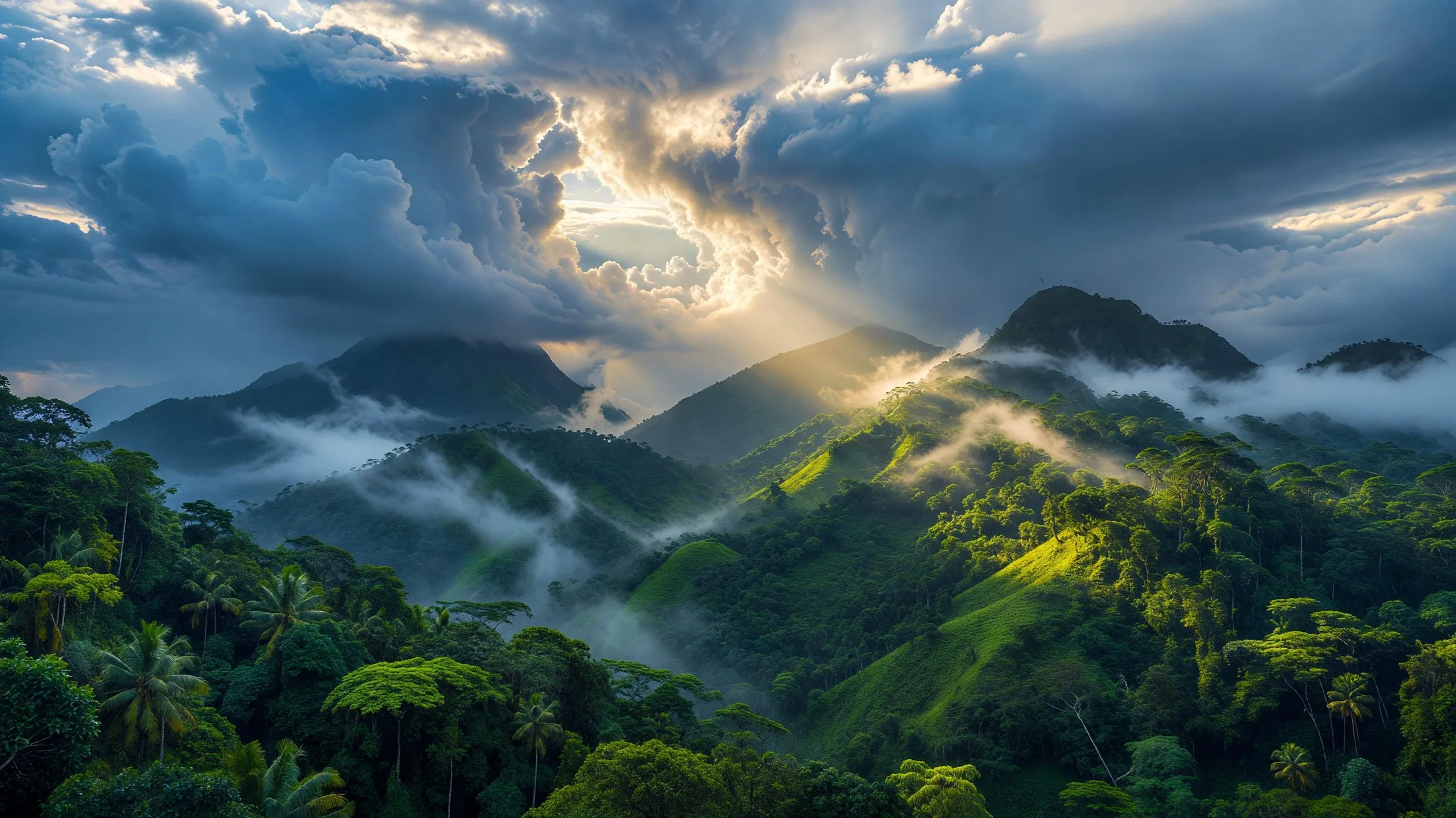 山々を覆う劇的な雲
